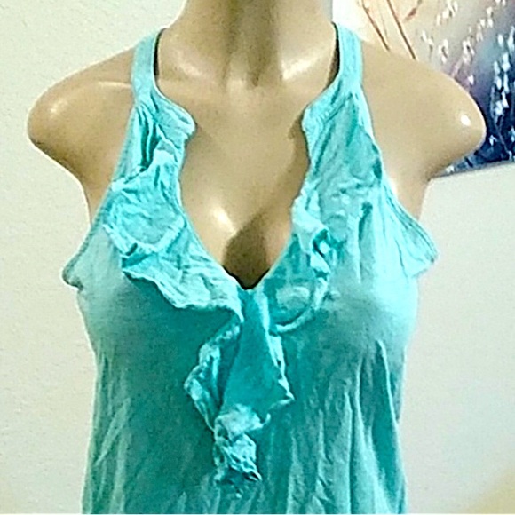 Lilly Pulitzer Turquoise Ruffles Racerback Blouse - Picture 3 of 4